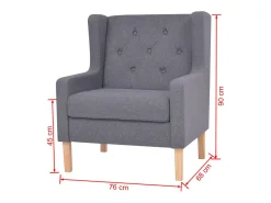 Poltrona*Mobikasa Poltrona cadeira assento de descanso sofá de design para sala de estar tecido cinza 1102324 Cinzento