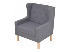 Poltrona*Mobikasa Poltrona cadeira assento de descanso sofá de design para sala de estar tecido cinza 1102324 Cinzento