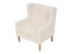 Poltrona|Mobikasa Poltrona cadeira assento de descanso sofá de design para sala de estar tecido creme 1102129/3 Branco