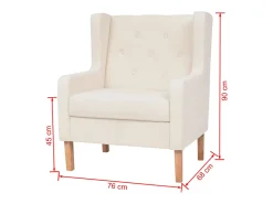 Poltrona|Mobikasa Poltrona cadeira assento de descanso sofá de design para sala de estar tecido creme 1102129/3 Branco