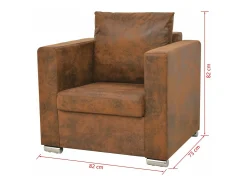Discount Mobikasa Poltrona cadeira de descanso cadeira de clube sofá sala de estar couro sintético marrom imitando camurça 1102124/3 Castanho