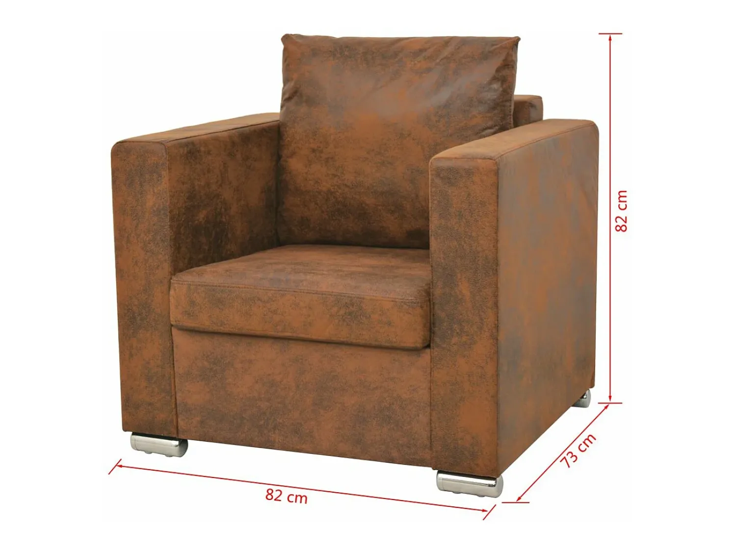 Discount Mobikasa Poltrona cadeira de descanso cadeira de clube sofá sala de estar couro sintético marrom imitando camurça 1102124/3 Castanho