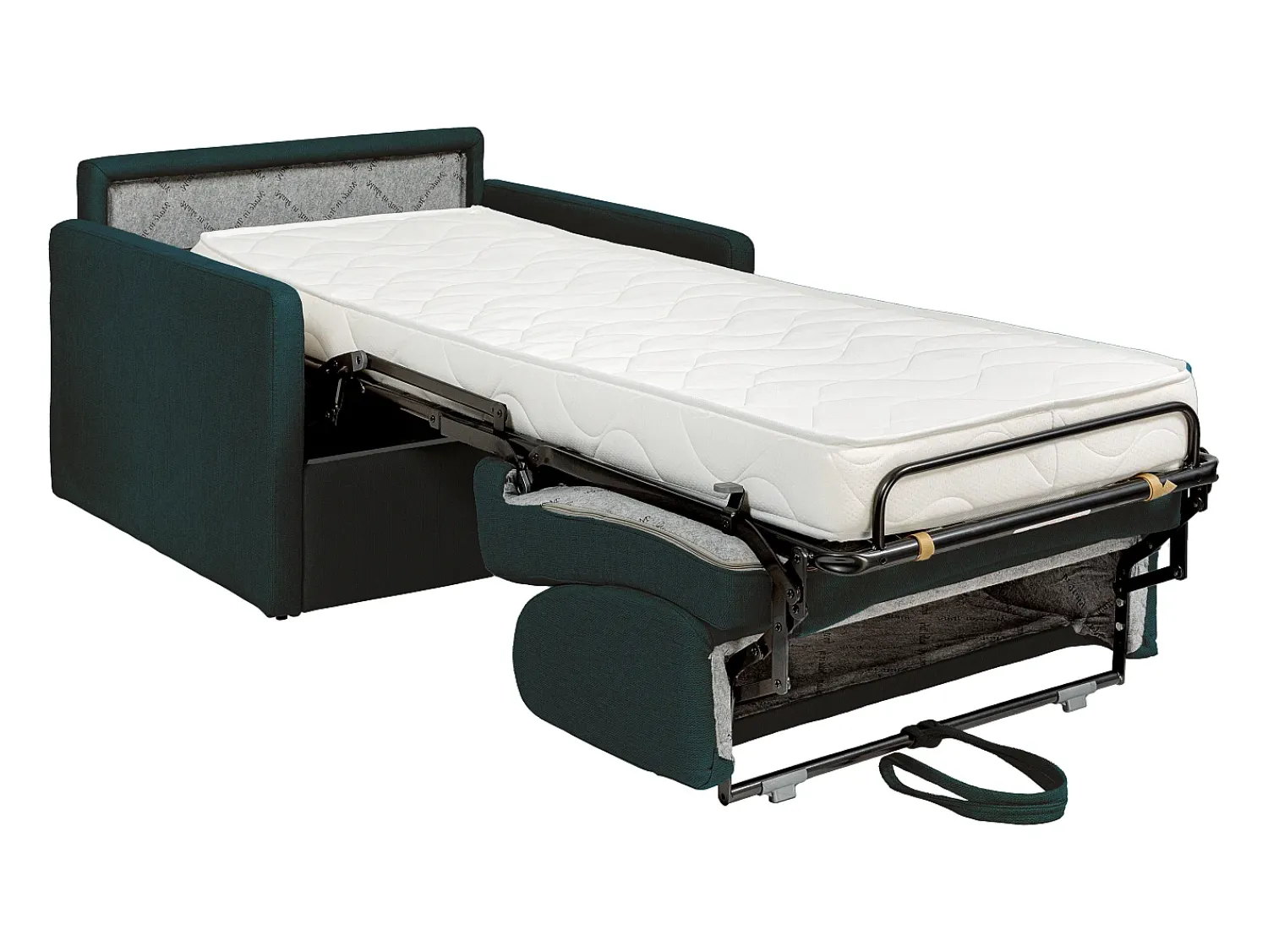 Vente-unique Poltrona cama express em tecido verde pinheiro - Dormir 100 cm - Colchão 14 cm - CALIFE Verde pinho