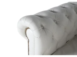 Poltrona*Giner y colomer Poltrona Chester monoplace revestida em couro natural com acabamento Branco