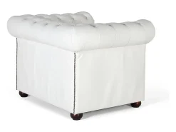 Poltrona*Giner y colomer Poltrona Chester monoplace revestida em couro natural com acabamento Branco