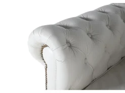 Poltrona*Giner y colomer Poltrona Chester monoplace revestida em couro natural com acabamento Branco