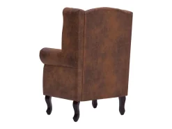 Best Helloshop26 Poltrona Chesterfield cadeira de descanso poltrona de clube sofá de sala camurça sintética marrom 1102228/3 Castanho