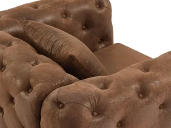 Best Vente-unique Poltrona Chesterfield em microfibra com aspecto de couro envelhecido EDWINA Castanho