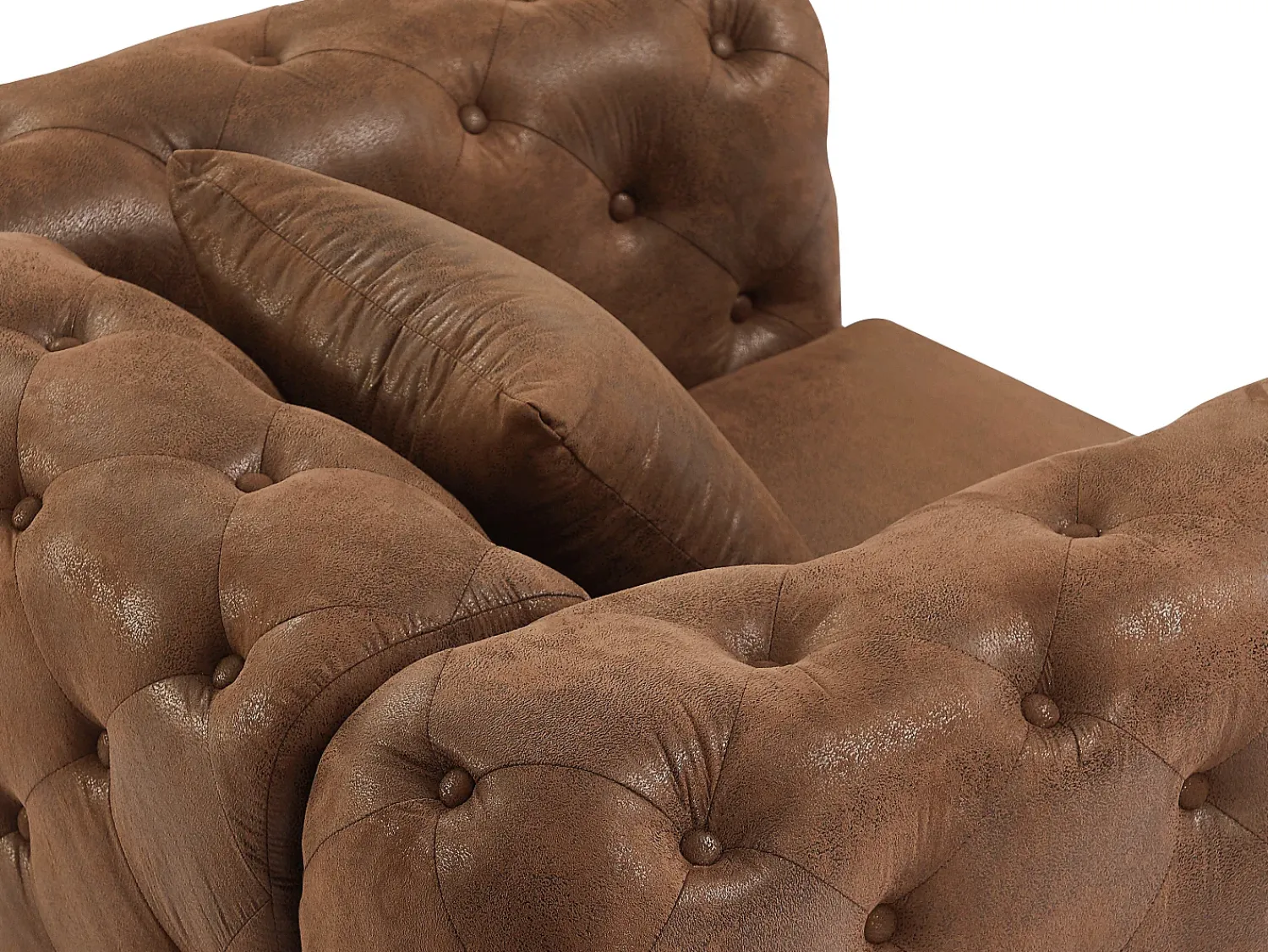 Best Vente-unique Poltrona Chesterfield em microfibra com aspecto de couro envelhecido EDWINA Castanho