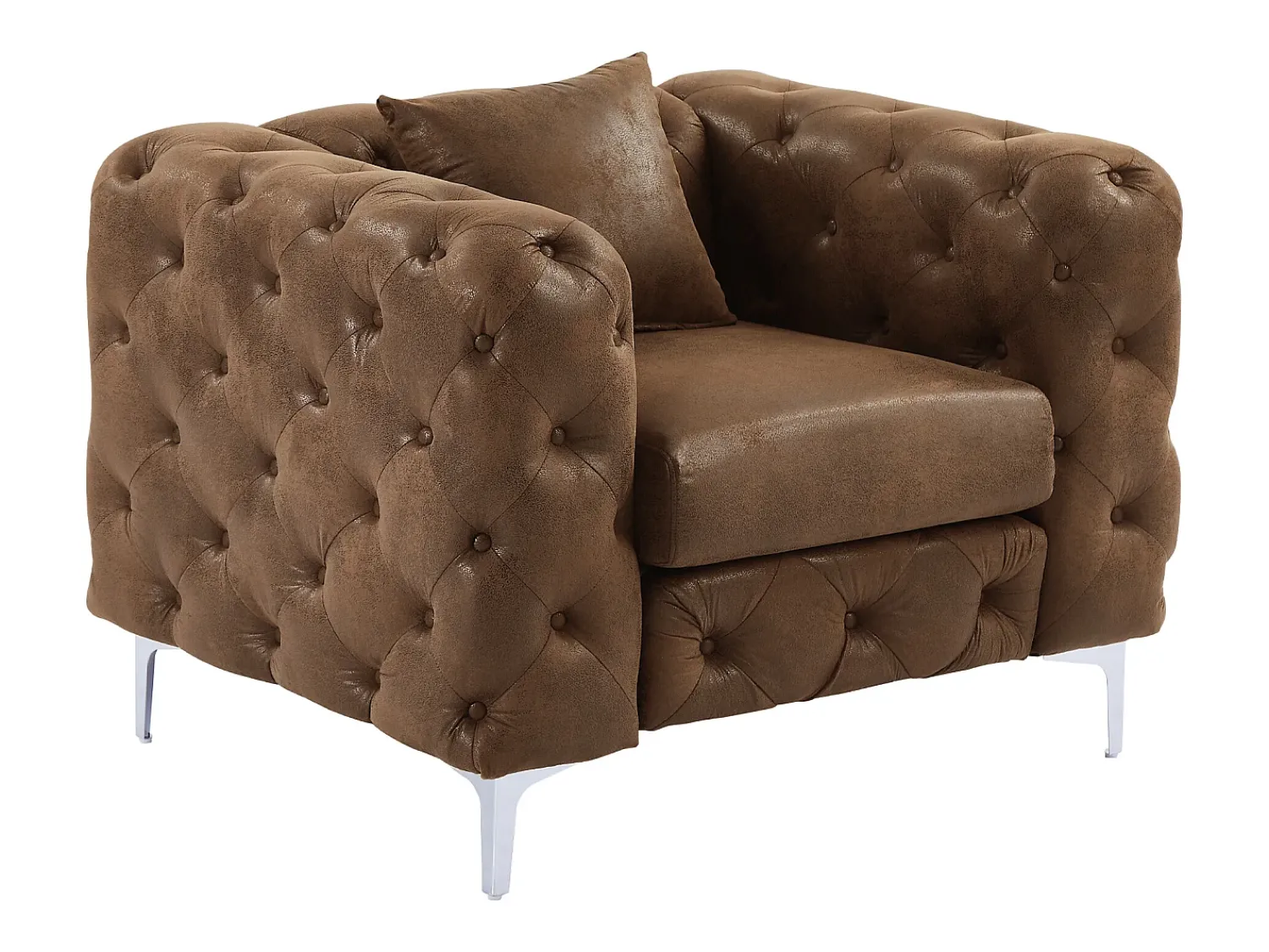 Best Vente-unique Poltrona Chesterfield em microfibra com aspecto de couro envelhecido EDWINA Castanho