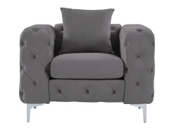 Clearance Vente-unique Poltrona Chesterfield em veludo antracite e pés em metal EDWINA Cinza antracite