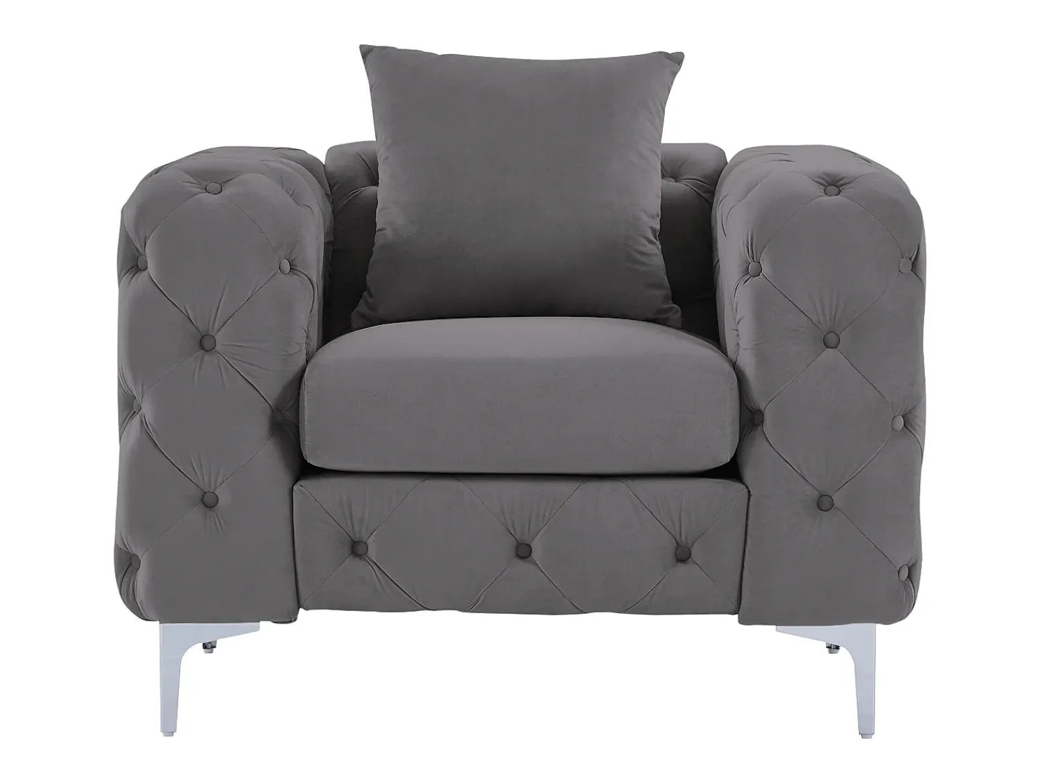 Clearance Vente-unique Poltrona Chesterfield em veludo antracite e pés em metal EDWINA Cinza antracite