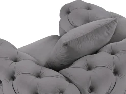 Clearance Vente-unique Poltrona Chesterfield em veludo antracite e pés em metal EDWINA Cinza antracite