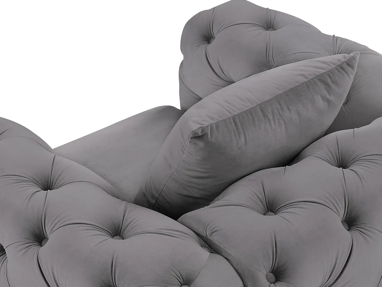 Clearance Vente-unique Poltrona Chesterfield em veludo antracite e pés em metal EDWINA Cinza antracite