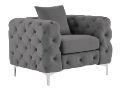 Clearance Vente-unique Poltrona Chesterfield em veludo antracite e pés em metal EDWINA Cinza antracite