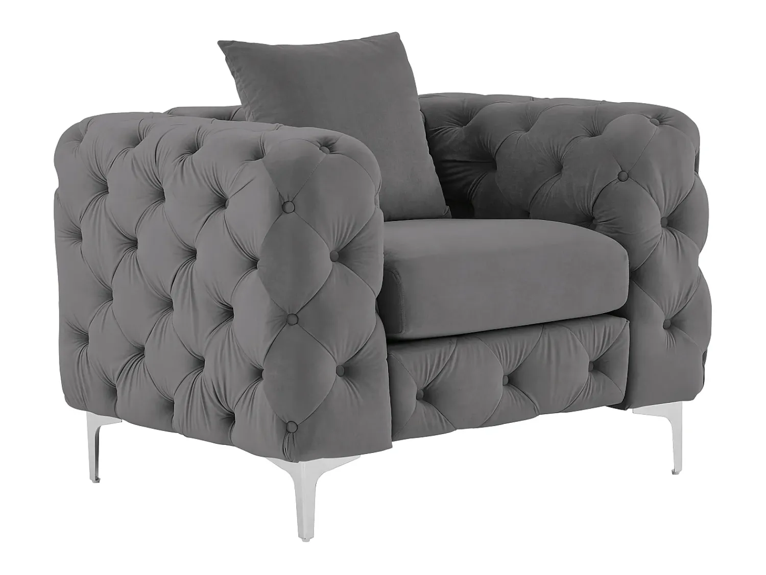Clearance Vente-unique Poltrona Chesterfield em veludo antracite e pés em metal EDWINA Cinza antracite