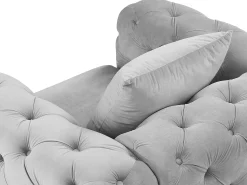 Poltrona|Vente-unique Poltrona Chesterfield em veludo antracite e pés de metal EDWINA Cinzento claro