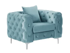Hot Vente-unique Poltrona chesterfield em veludo azul pastel e pés em metal EDWINA Azul claro
