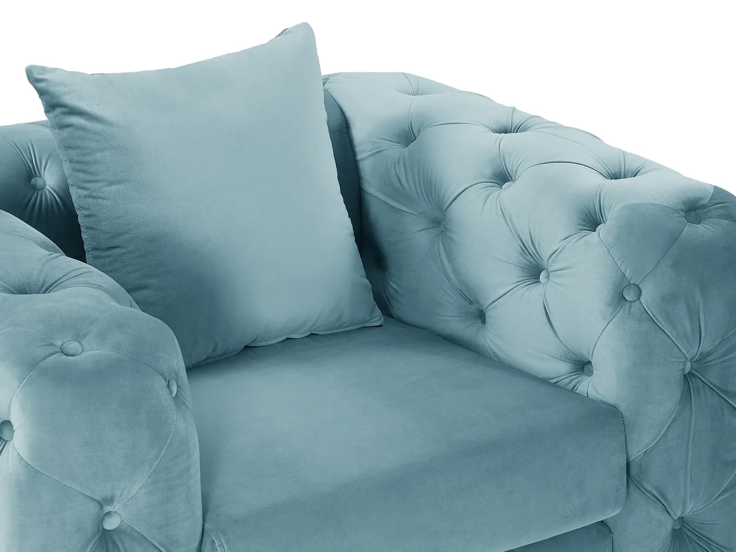 Hot Vente-unique Poltrona chesterfield em veludo azul pastel e pés em metal EDWINA Azul claro