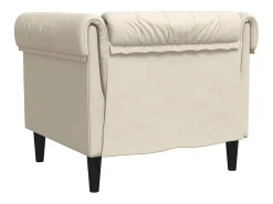 Hot vidaxl Poltrona chesterfield linho Creme