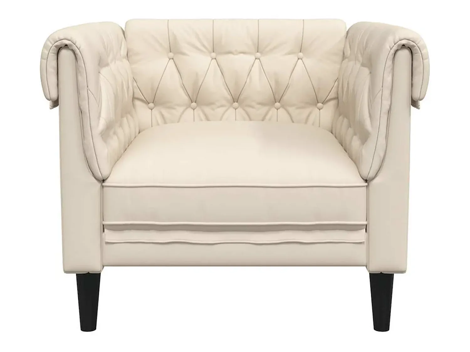 Hot vidaxl Poltrona chesterfield linho Creme