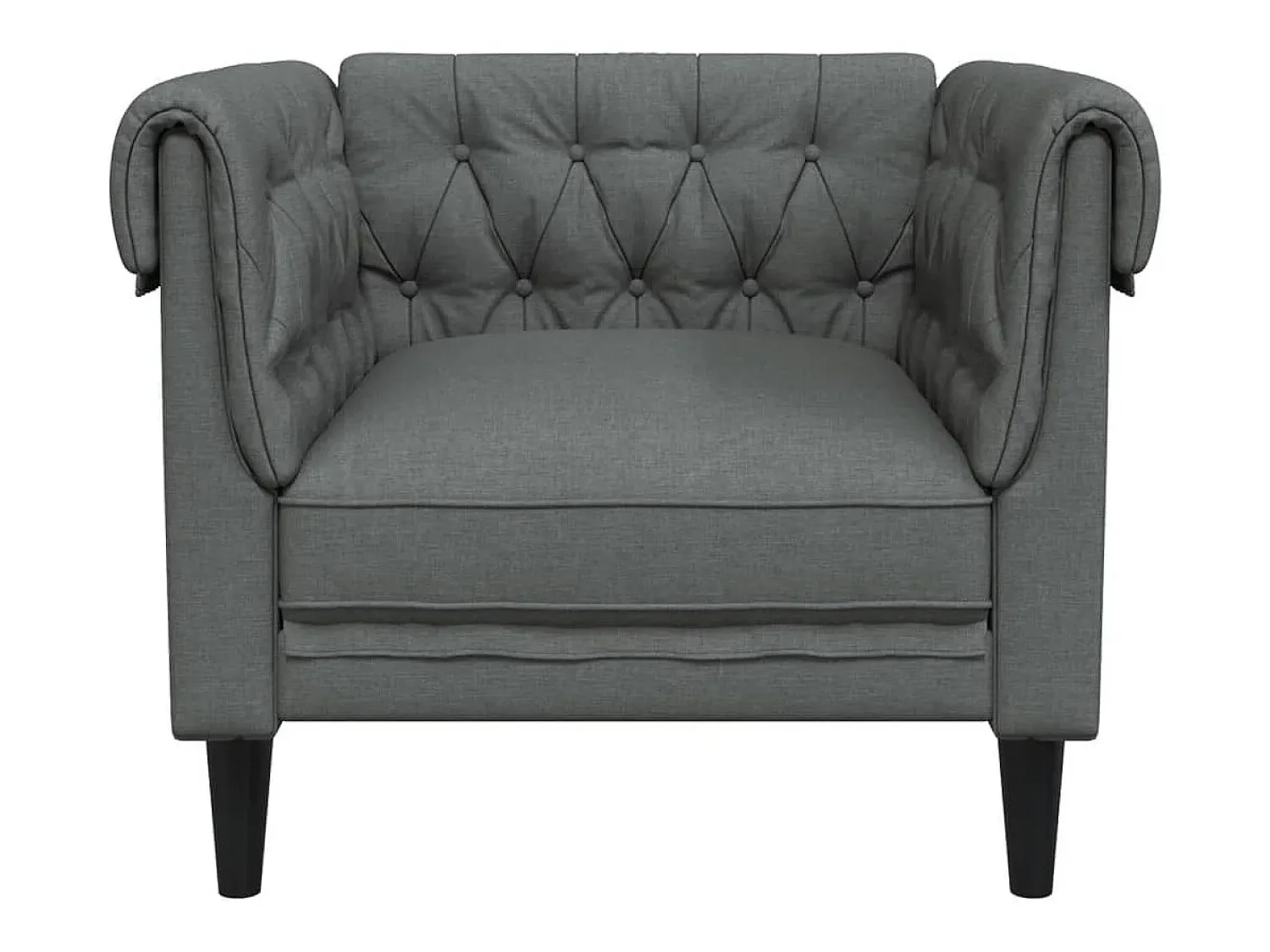 Poltrona| Poltrona chesterfield tecido -escuro PT516425 Cinzento