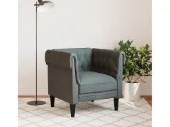 Poltrona| Poltrona chesterfield tecido -escuro PT516425 Cinzento