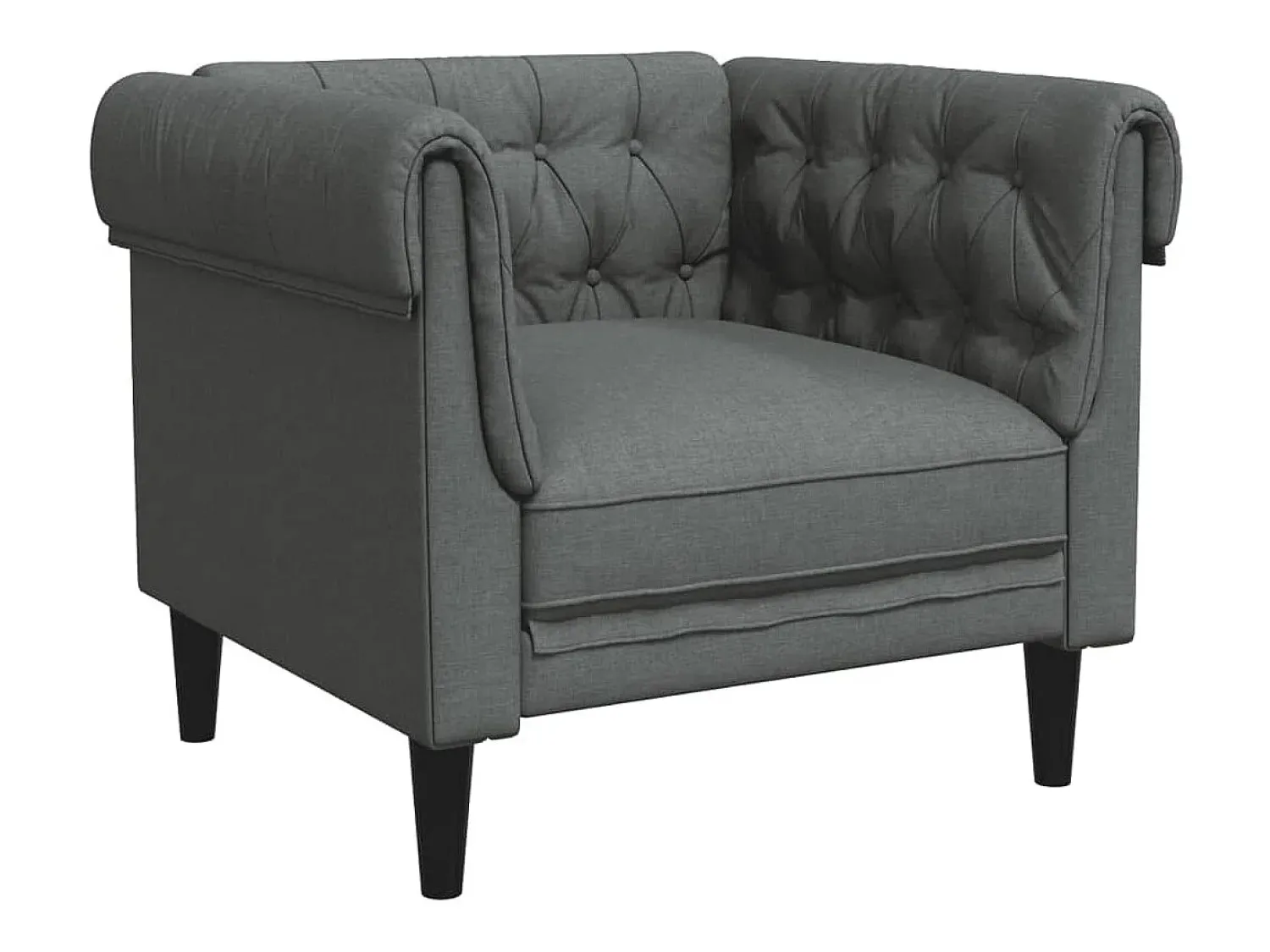Poltrona| Poltrona chesterfield tecido -escuro PT516425 Cinzento