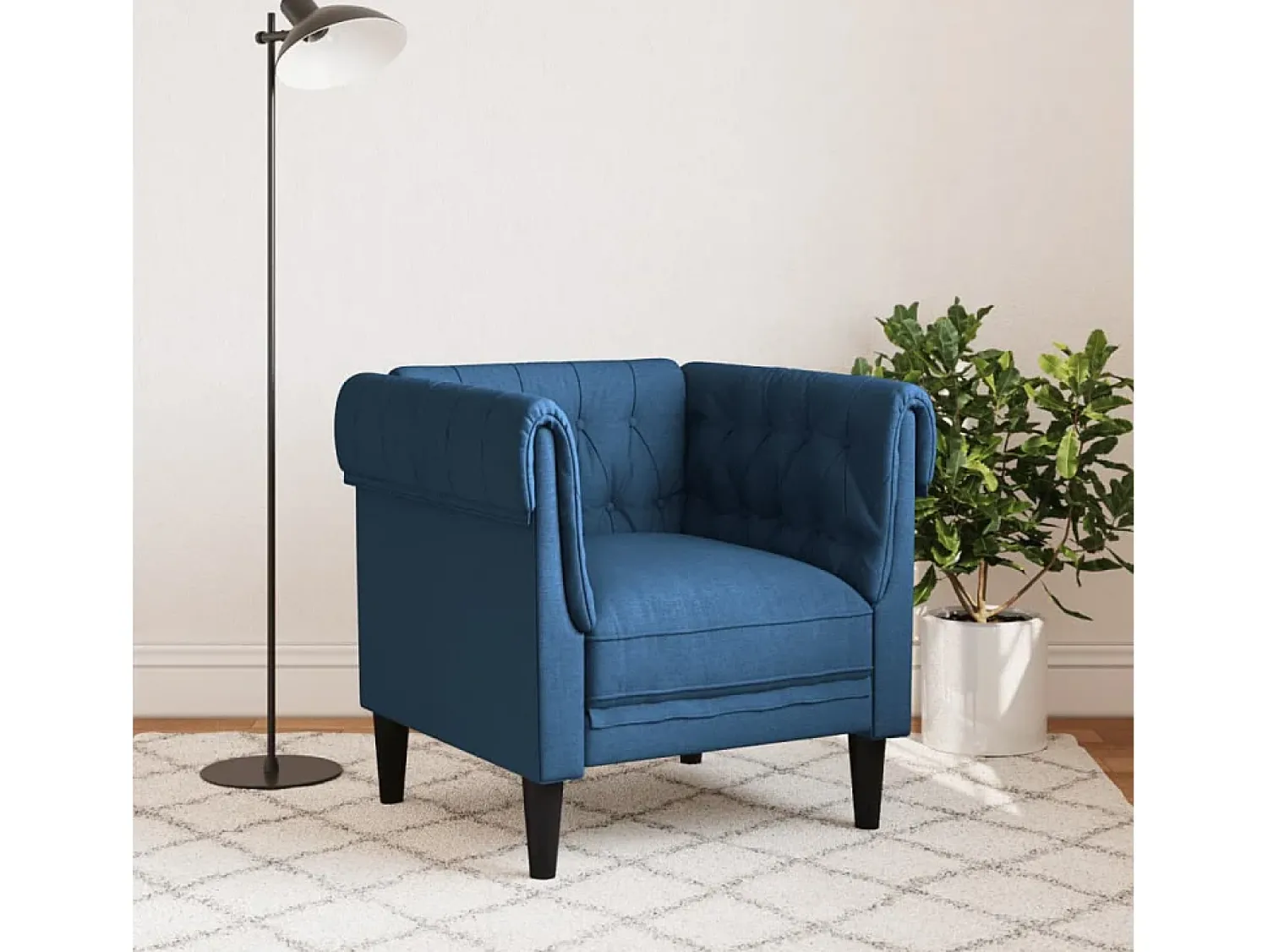 Poltrona* Poltrona chesterfield tecido PT880219 Azul