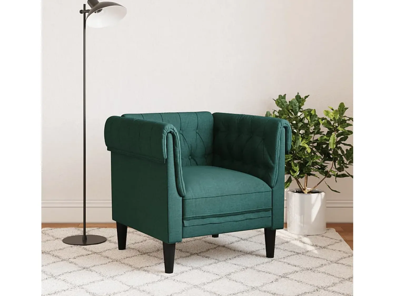 Online Poltrona chesterfield tecido -escuro PT473408 Verde