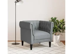 Poltrona| Poltrona chesterfield tecido -claro PT176384 Cinzento