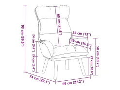 Poltrona*vidaxl poltrona Cinzento-claro 69 x 74 x 93 cm Veludo Cinzento claro