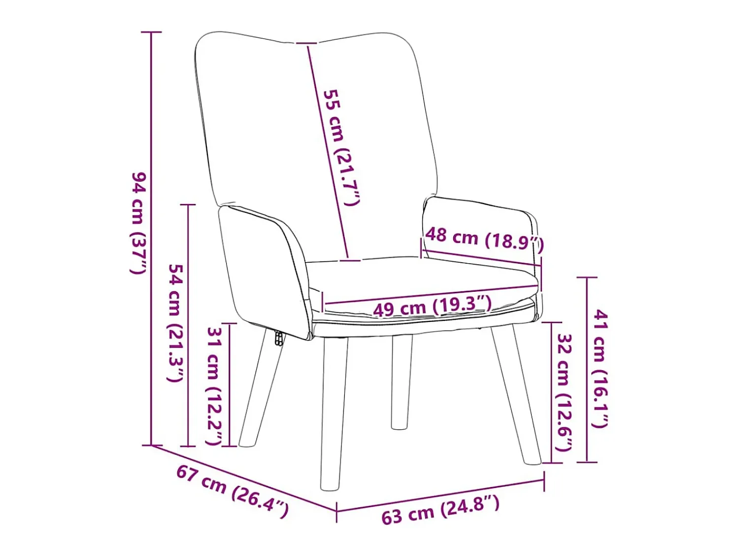 vidaxl poltrona Cinzento-claro 63 x 67 x 94 cm^ Poltrona