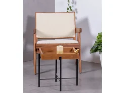 Nest Dream Poltrona clássica com braços em madeira teca e tecido bouclé - Compass -^ Poltrona