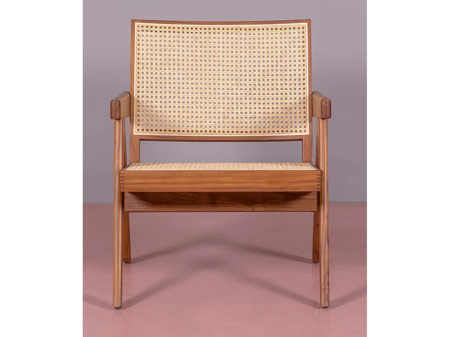 Nest Dream Poltrona clássica com braços em madeira de teca e rattan natural - Compass - Teca^ Poltrona