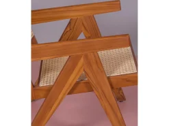 Nest Dream Poltrona clássica com braços em madeira de teca e rattan natural - Compass - Teca^ Poltrona