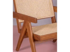 Nest Dream Poltrona clássica com braços em madeira de teca e rattan natural - Compass - Teca^ Poltrona