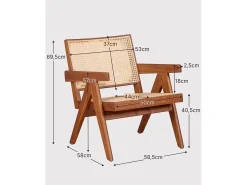 Nest Dream Poltrona clássica com braços em madeira de teca e rattan natural - Compass - Teca^ Poltrona
