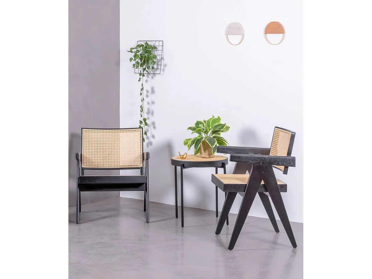 Outlet Nest Dream Poltrona clássica com braços em madeira de teca e rattan natural - Compass - Preto