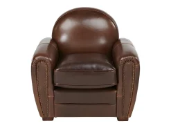 LINEA SOFA Poltrona club em couro envelhecido Castanho - BAUDOIN^ Poltrona
