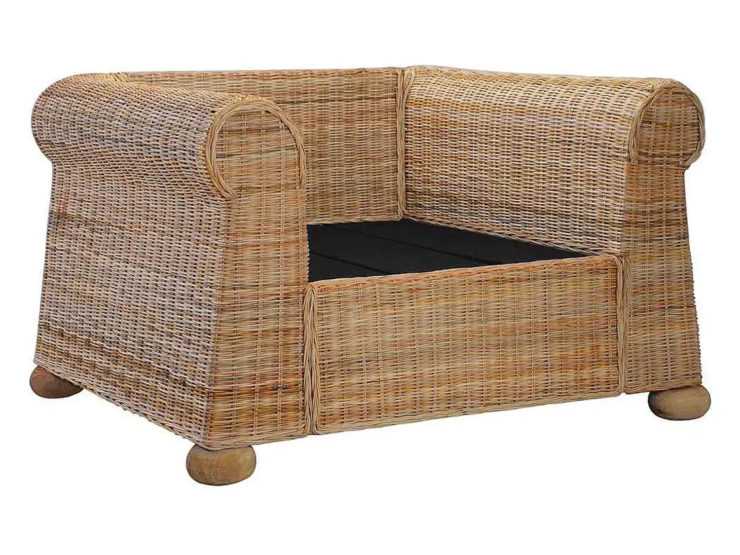 Hot vidaxl Poltrona com almofadões em vime natural Castanho