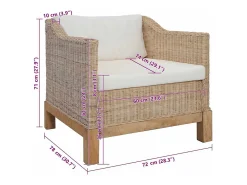 Poltrona|vidaxl Poltrona com almofadões em vime natural Castanho