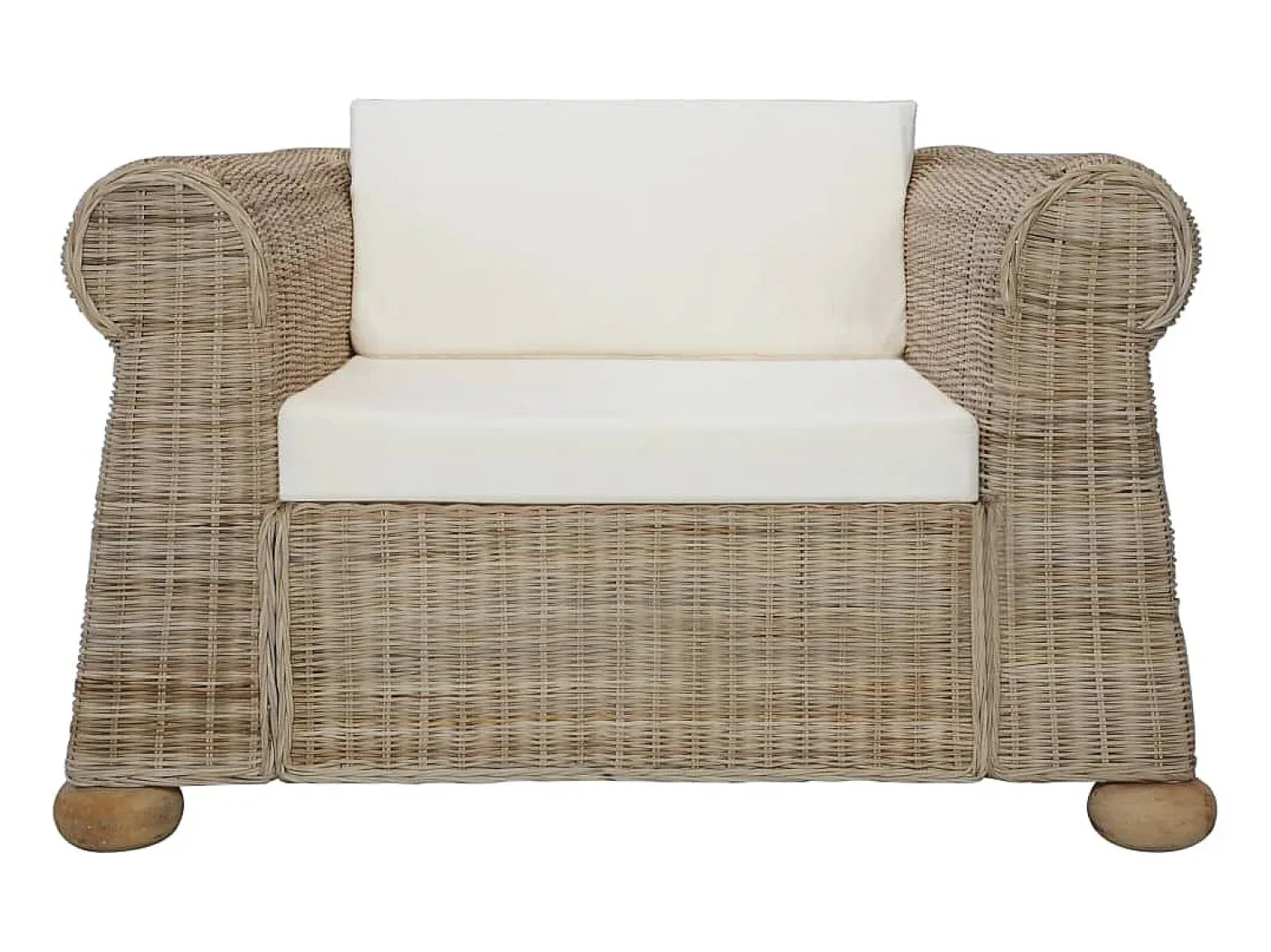 Poltrona| Poltrona com almofadões em vime natural PT626102 Castanho