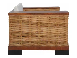 Poltrona|vidaxl Poltrona com almofadões em vime natural Castanho