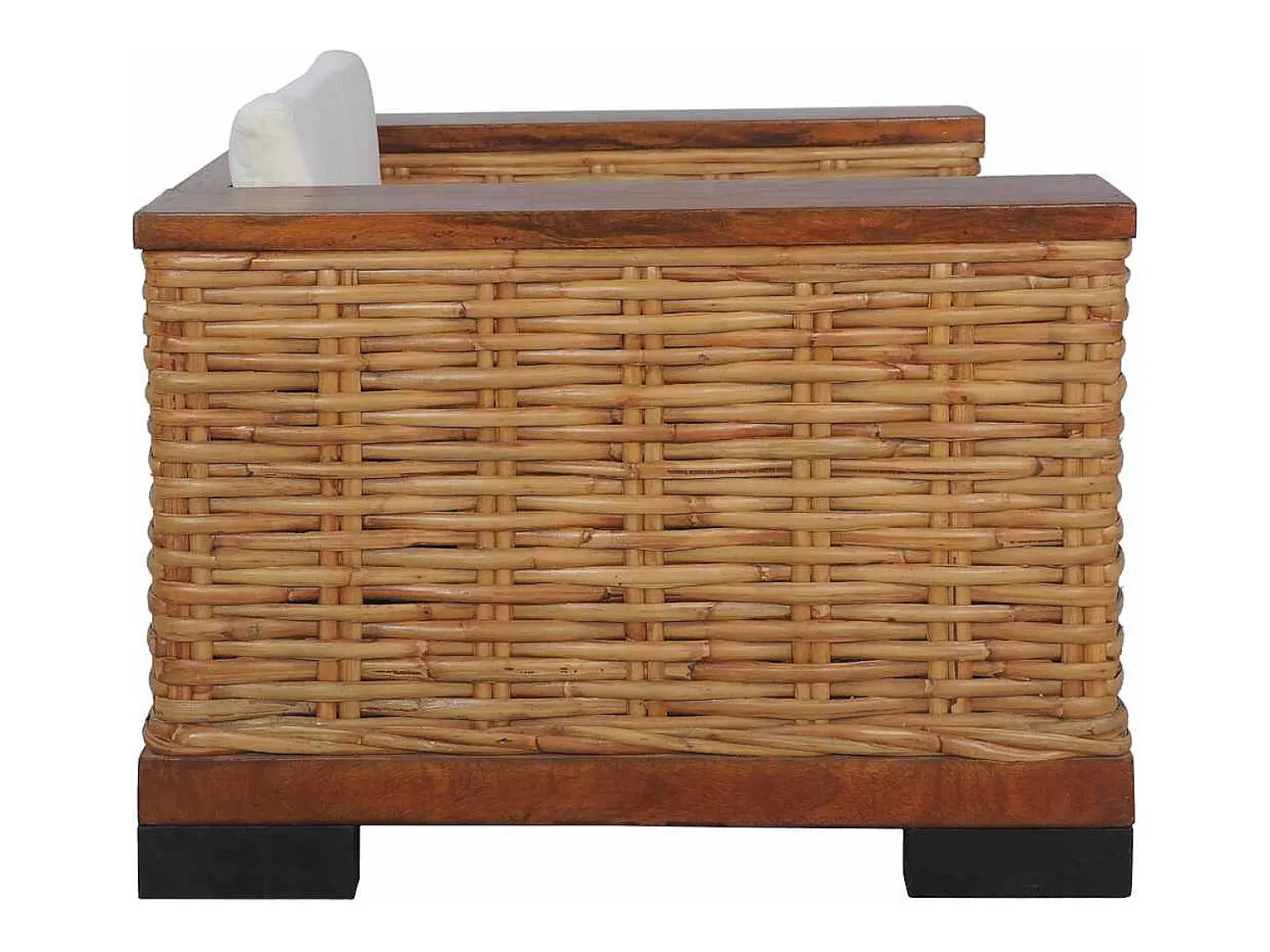 Poltrona|vidaxl Poltrona com almofadões em vime natural Castanho
