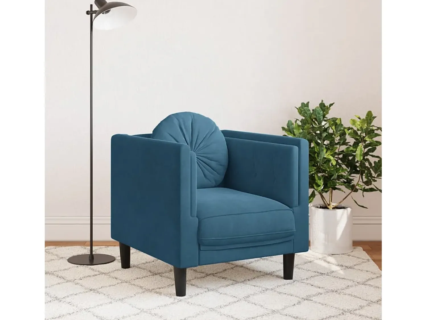 Poltrona| Poltrona com almofadão veludo PT998627 Azul
