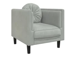 New Poltrona com almofadão veludo -claro PT155531 Cinzento