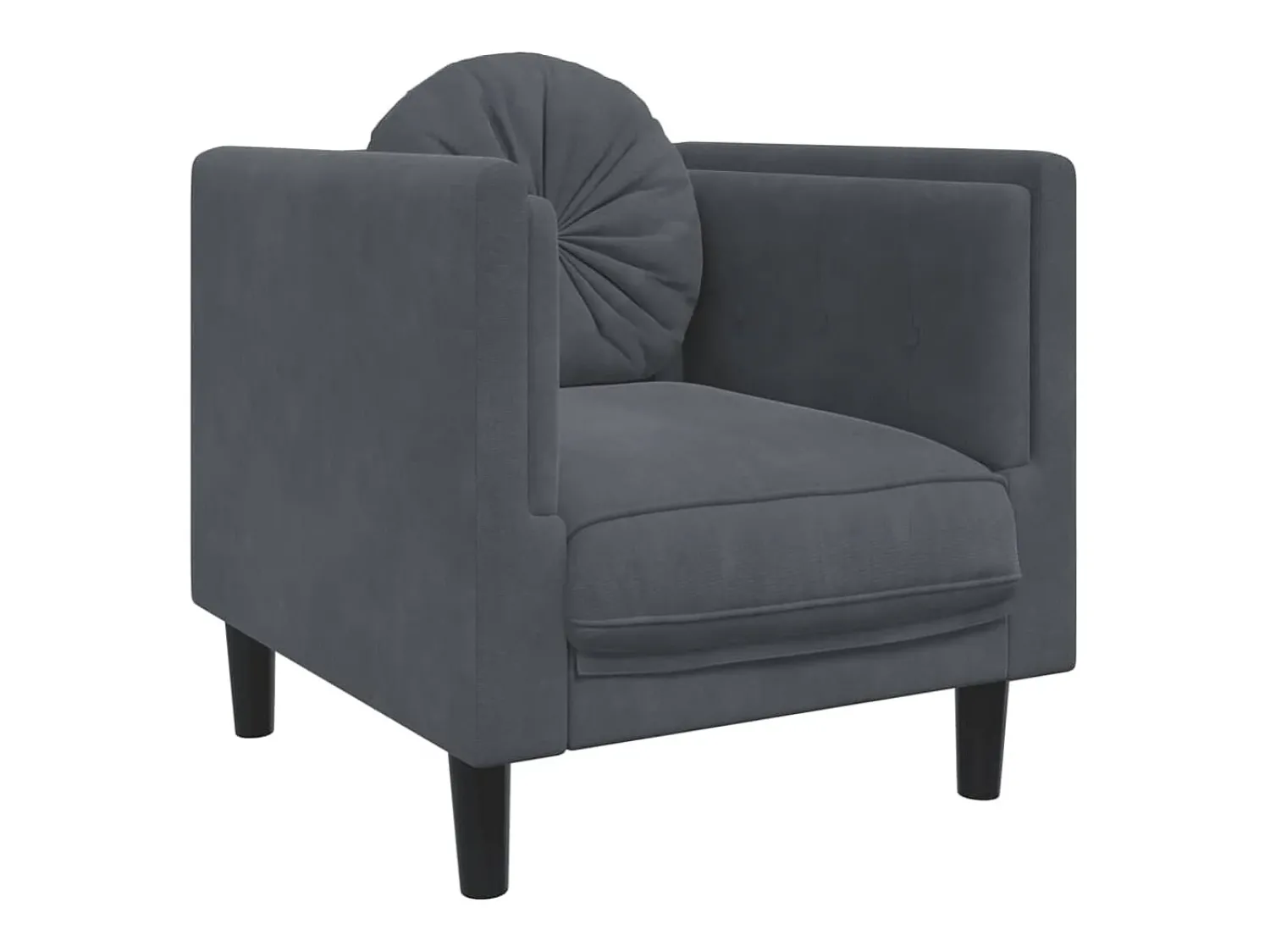 Poltrona| Poltrona com almofadão veludo -escuro PT668492 Cinzento