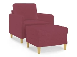 Poltrona com apoio de pés 60 cm tecido tinto PT417003 Vermelho
