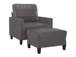 Sale Poltrona com apoio de pés couro artificial 60 cm PT287565 Cinzento